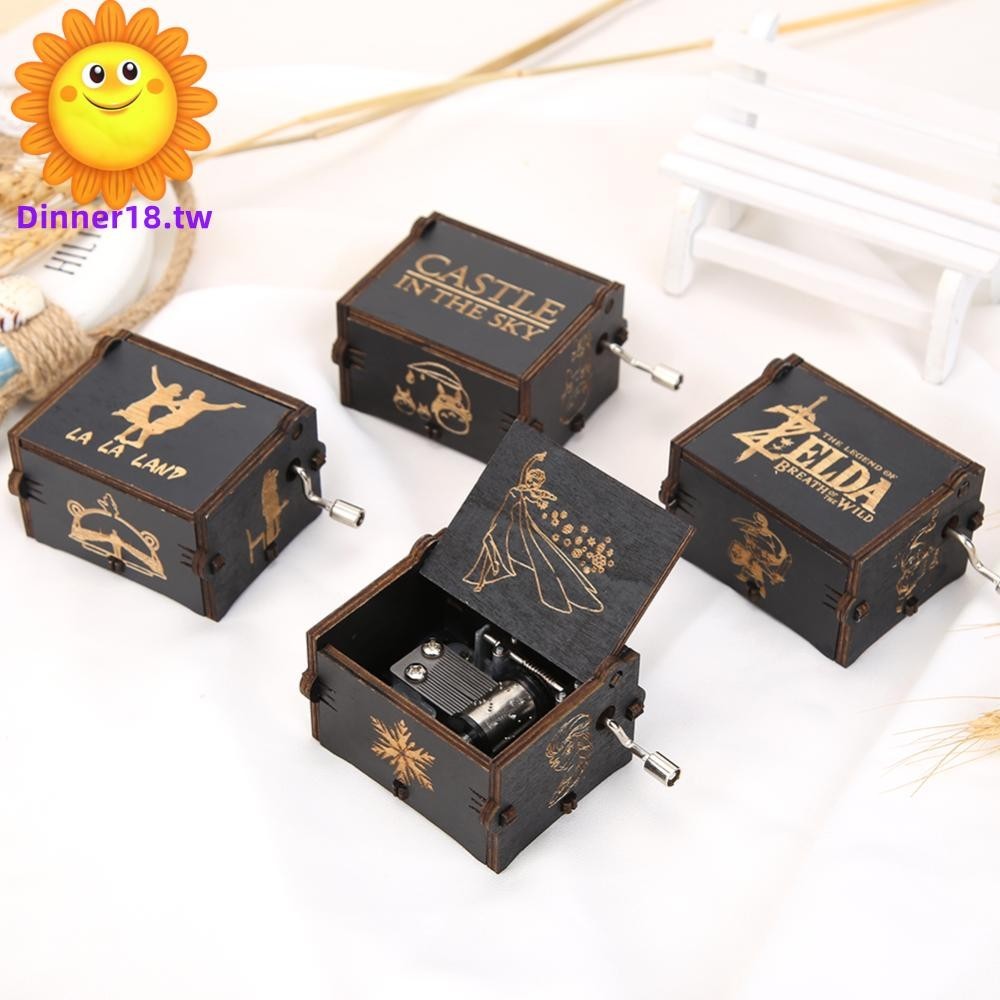 復古精緻木質手搖音樂盒精緻優雅音樂盒禮物家居裝飾擺件兒童禮品禮物黑色