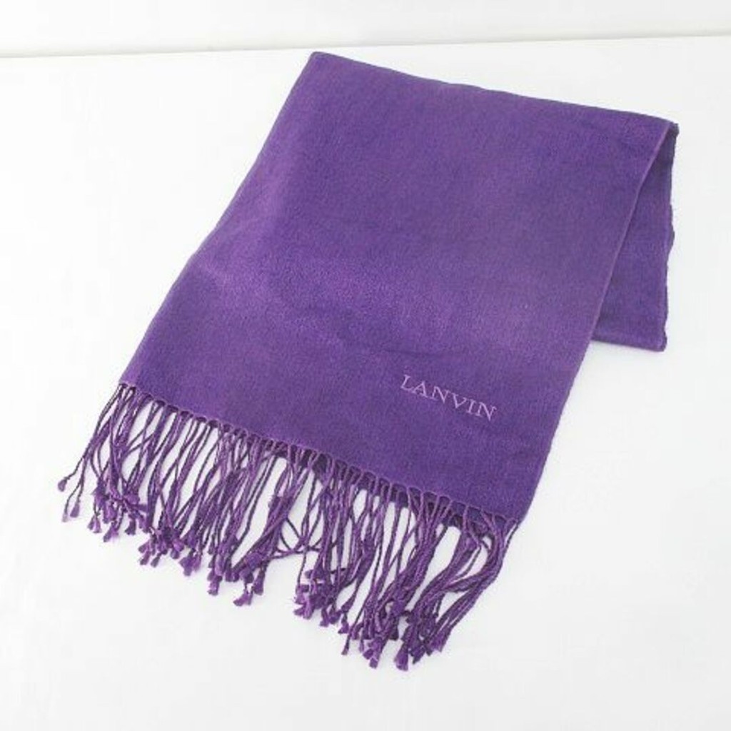 Lanvin ViN A I披巾 圍巾縫 紫色 圍巾 刺繡 日本直送 二手