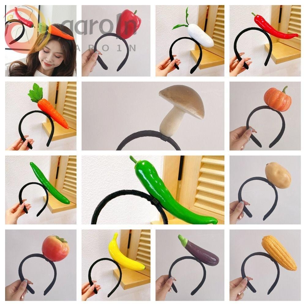 AARO模擬食物髮箍,番茄香蕉水果頭帶,個性蘿蔔韓式風格馬鈴薯蔬菜髮帶女性/女孩