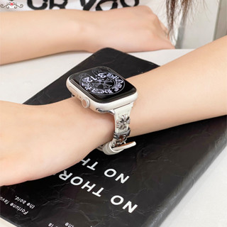 適用applewatch8蘋果iwatch9手錶錶帶s9甜酷y2k十字架s8夏季7女士SE新款Ultra2細款真皮手錶帶