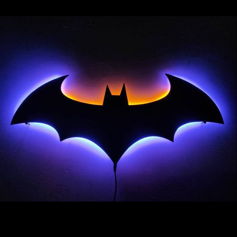 、新款 創意蝙蝠俠LED夜燈壁燈家飾燈超級英雄氣氛標誌燈雙色