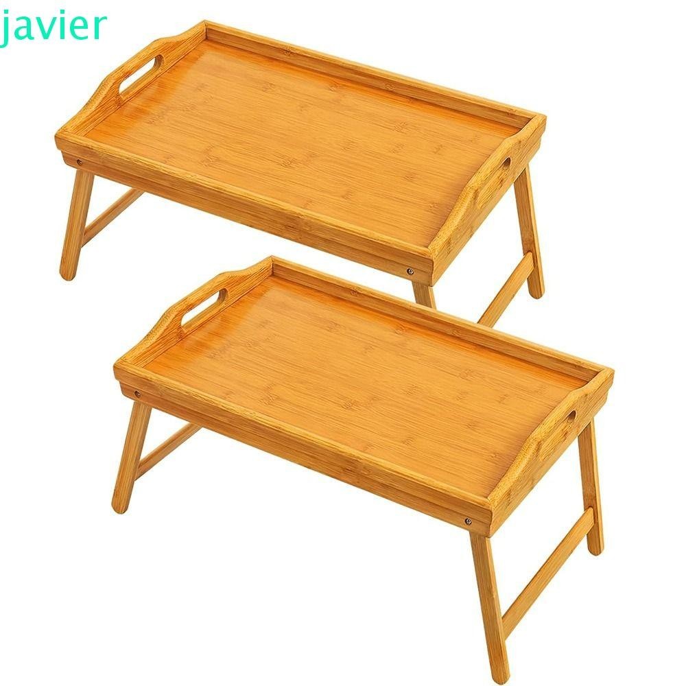JAVI1ER折疊桌,便攜式重量輕床位托盤桌,方便手柄經久耐用折疊腿竹製托盤戶外