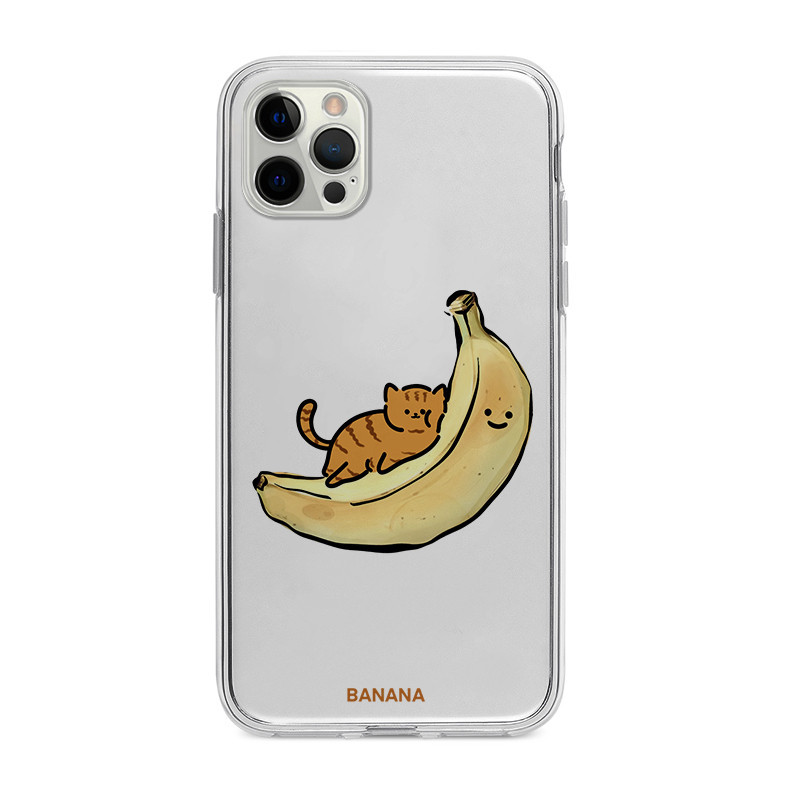 香蕉船貓咪適用iPhone15promax手機殼14pro保護殼軟12pro簡約透明xr創意12mini可愛13pro小