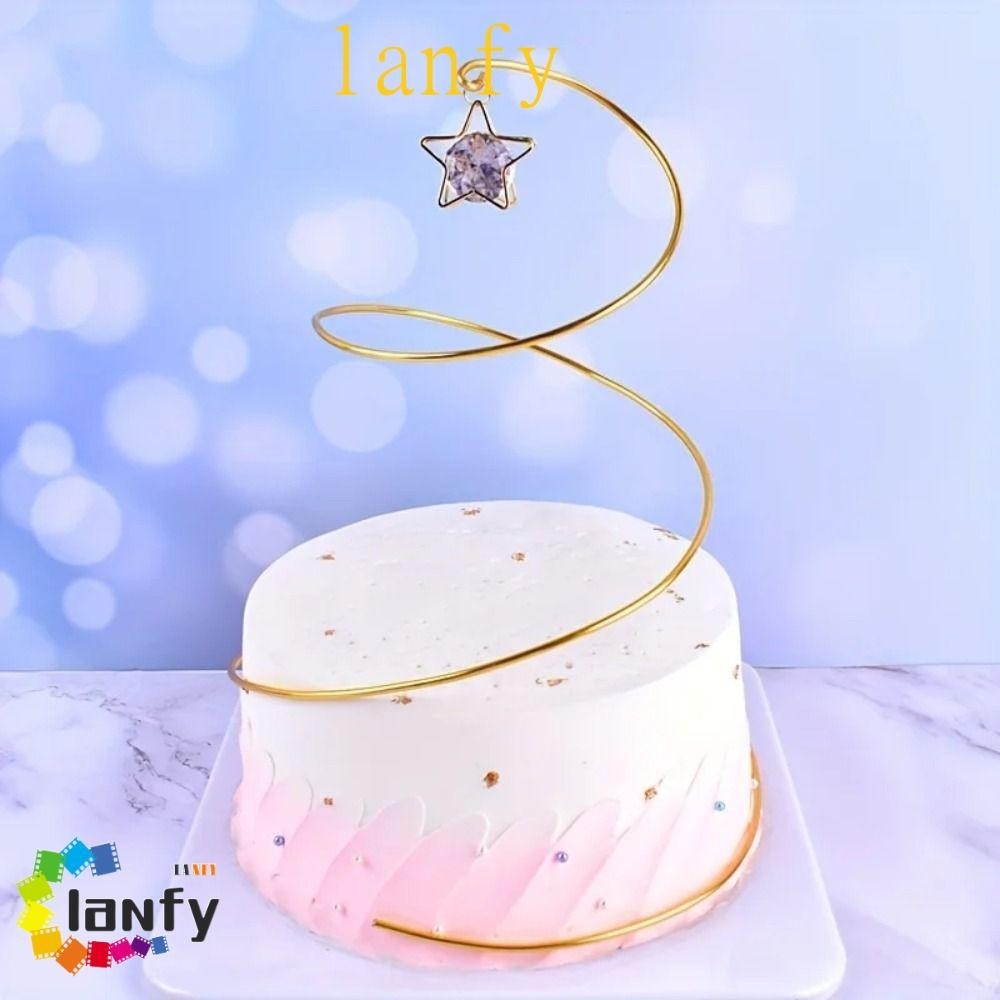 LANFY蛋糕頂部裝飾,長度66英寸銀色鐵晶螺旋球,DIY鐵絲黃金蛋糕裝飾配件訂婚派對