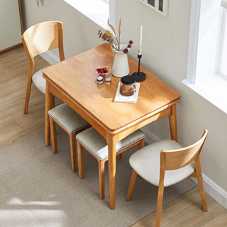 全實木純摺疊餐桌椅 摺疊餐桌 可伸縮餐桌 小戶型家用北歐簡約可伸縮飯桌 省空間原木 小戶型餐桌 高顏值家具