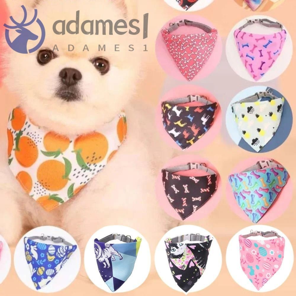 ADAMES寵物口水巾,卡通可調貓項圈圍兜,寵物三角頭巾軟透氣可拆卸的狗圍巾對於狗的貓