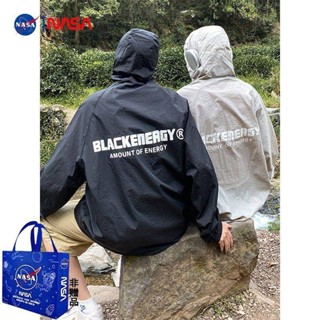 NANS 臺灣現貨 防曬外套 NASA聯名露營山系ins防曬衣男工裝情侶外套夏天戶外帶帽子登山服