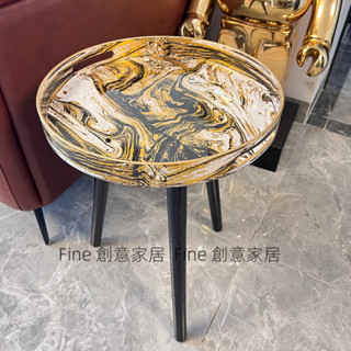 大理石紋託盤邊桌小茶几民宿 Fine