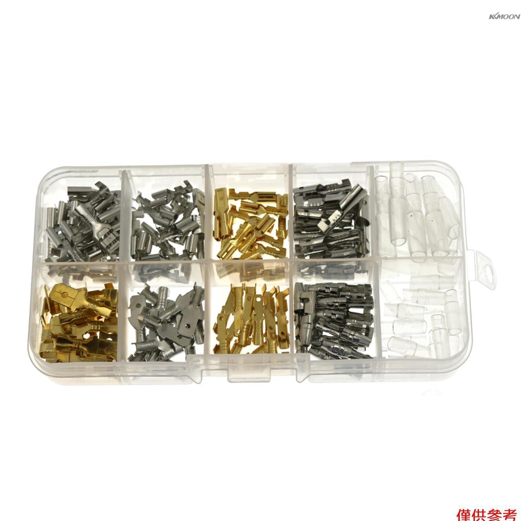 150只冷壓端子 6.3/4.8/2.8mm 插簧 插片 公/母對接 接線端子盒裝