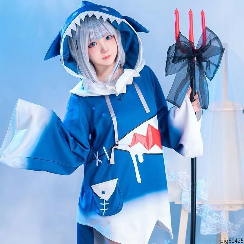 Hololive 噶嗚古拉 cos 鯊魚服 二次元 cosplay 衣服 Gura 角色扮演 古拉cos 套裝 假髮