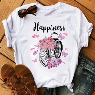 flower bike Women Tshirt時尚花卉腳踏車打底潮流夏季大尺碼女裝上衣女短袖t恤女生薄t恤女緊身t恤女