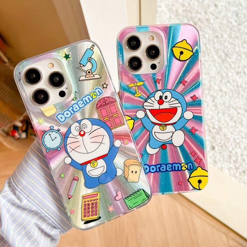 哆啦夢 適用於 iPhone 14 Pro Max 外殼多彩小新動作假面哆啦A夢哇 Hello Kitty IMD 防震
