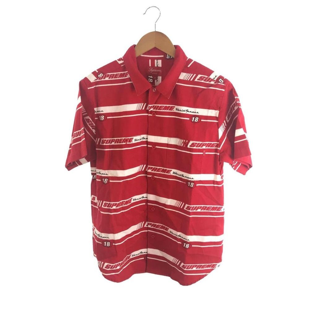Supreme襯衫棉 短袖 全圖案 紅色 日本直送 二手