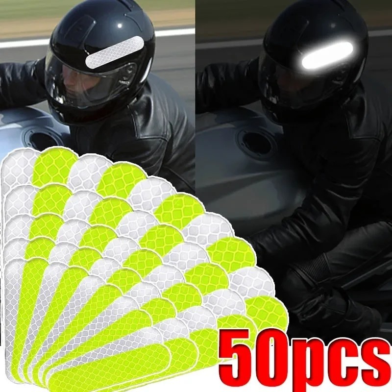 50 件裝車身摩托車頭盔反光貼紙條後行李箱防撞裝飾夜間安全警告貼花