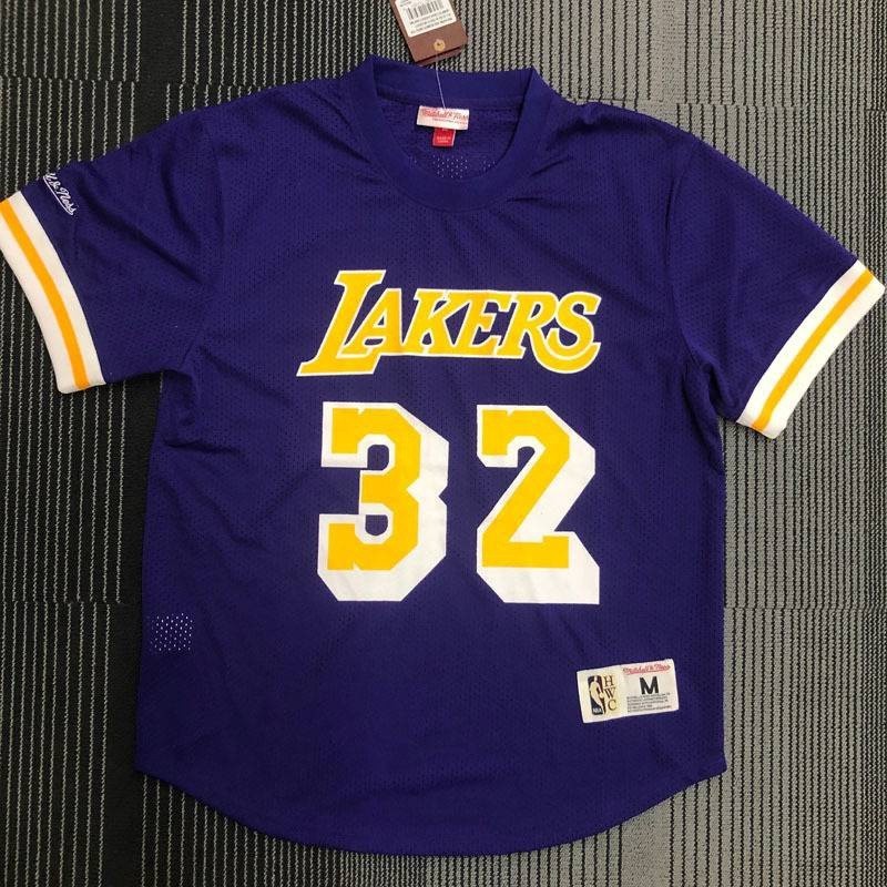 Nba球衣l.a.lakers Johnson No.32經典短袖籃球球衣運動T恤紀念版Oversize