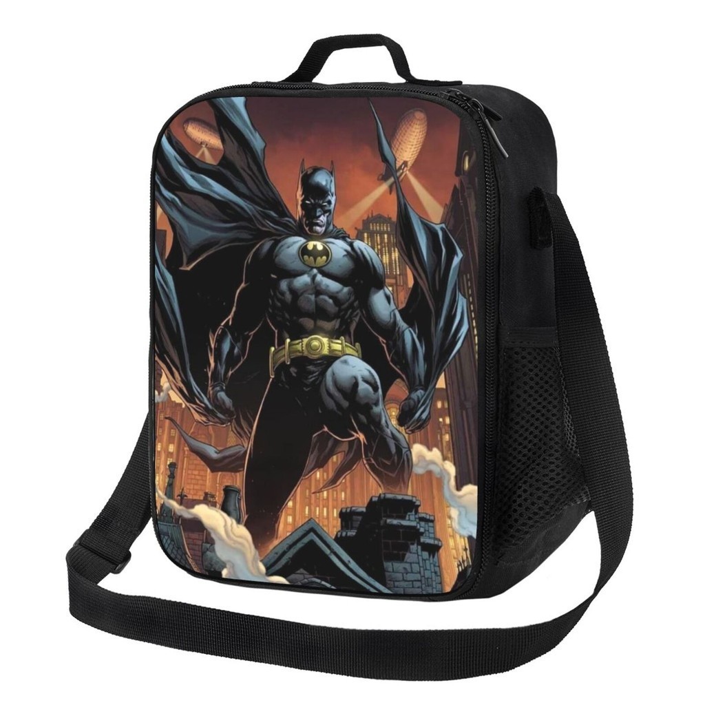 蝙蝠俠新款保溫午餐袋雙口袋大容量學生男孩/女孩飯盒袋聖誕禮物