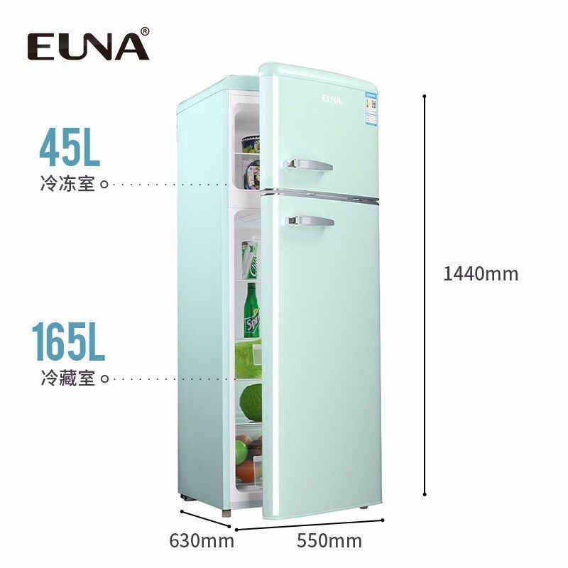 【臺灣專供】優諾BCD-210R復古冰箱雙門冷藏冷凍小型家用民宿租房綠白色網紅