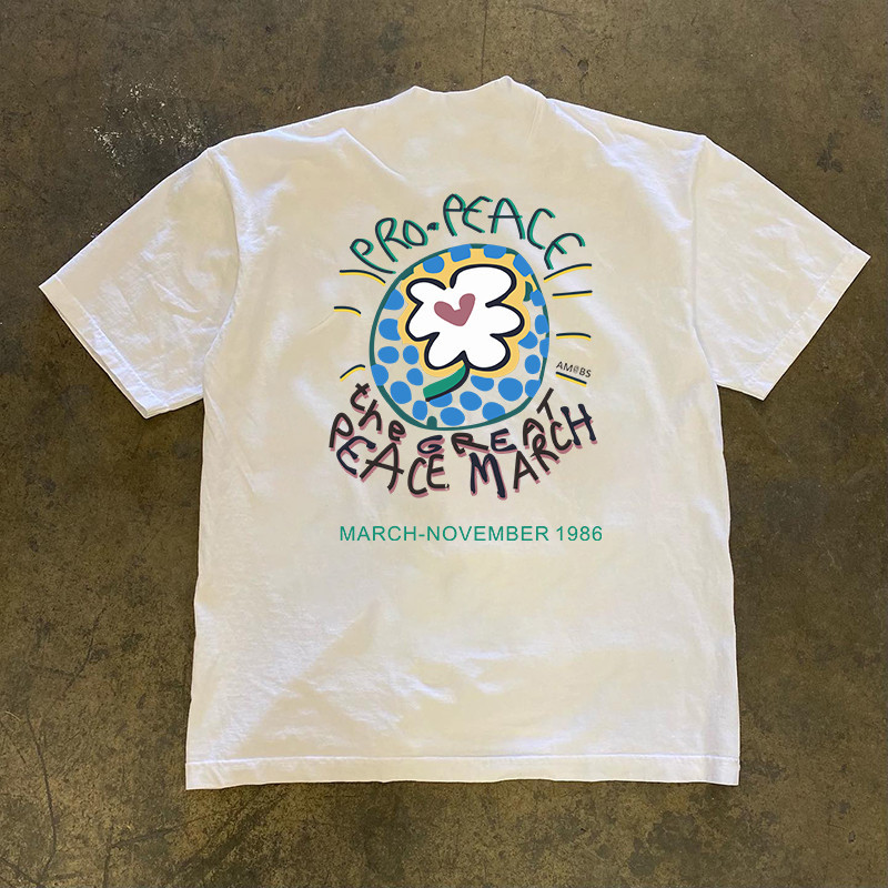 現貨The Great Peace March 世界和平港風男女情侶款小眾設計短袖T恤