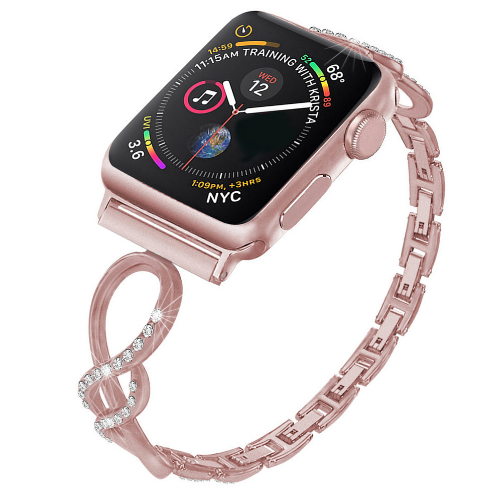 女士奢華珠寶金屬錶帶手鍊鑽石腕帶兼容 Apple Watch Ultra 2 9 8 7 6 Se 49mm 41mm
