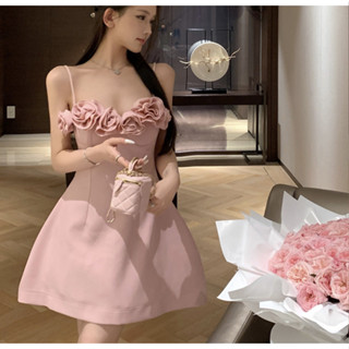 𝓑𝓵𝓪𝓬𝓴𝓢𝔀𝓮𝓮𝓽𝔂 法式玫瑰 粉色洋裝 吊帶洋裝 洋裝 生日洋裝 小禮服 晚禮服 性感洋裝 收腰洋裝