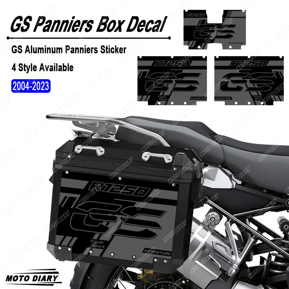 R 1250GS Adventure 摩托車鋁合金箱體貼紙三重黑色側箱貼花適用於 R 1250 GS ADV 2007-