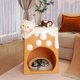 【✨廠家直銷✨】 奶油風邊幾 可愛卡通貓咪客廳沙發邊幾 旁置物邊櫃 家用床頭櫃 創意小茶几