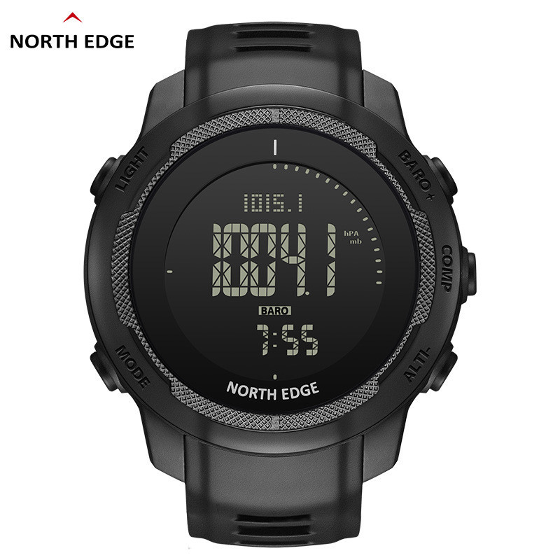 NORTH EDGE戶外運動防水男士手錶  高度氣壓指南針溫度計多功能碳釺維男士手錶