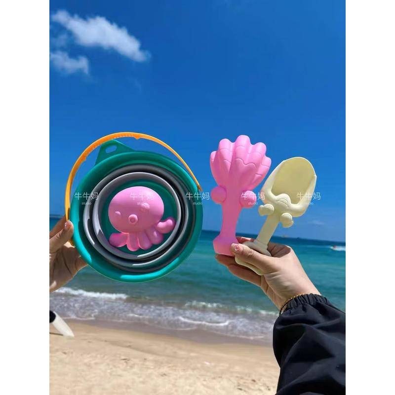 跨境兒童戲水玩具海邊戶外多功能運沙挖沙折疊桶沙灘玩具