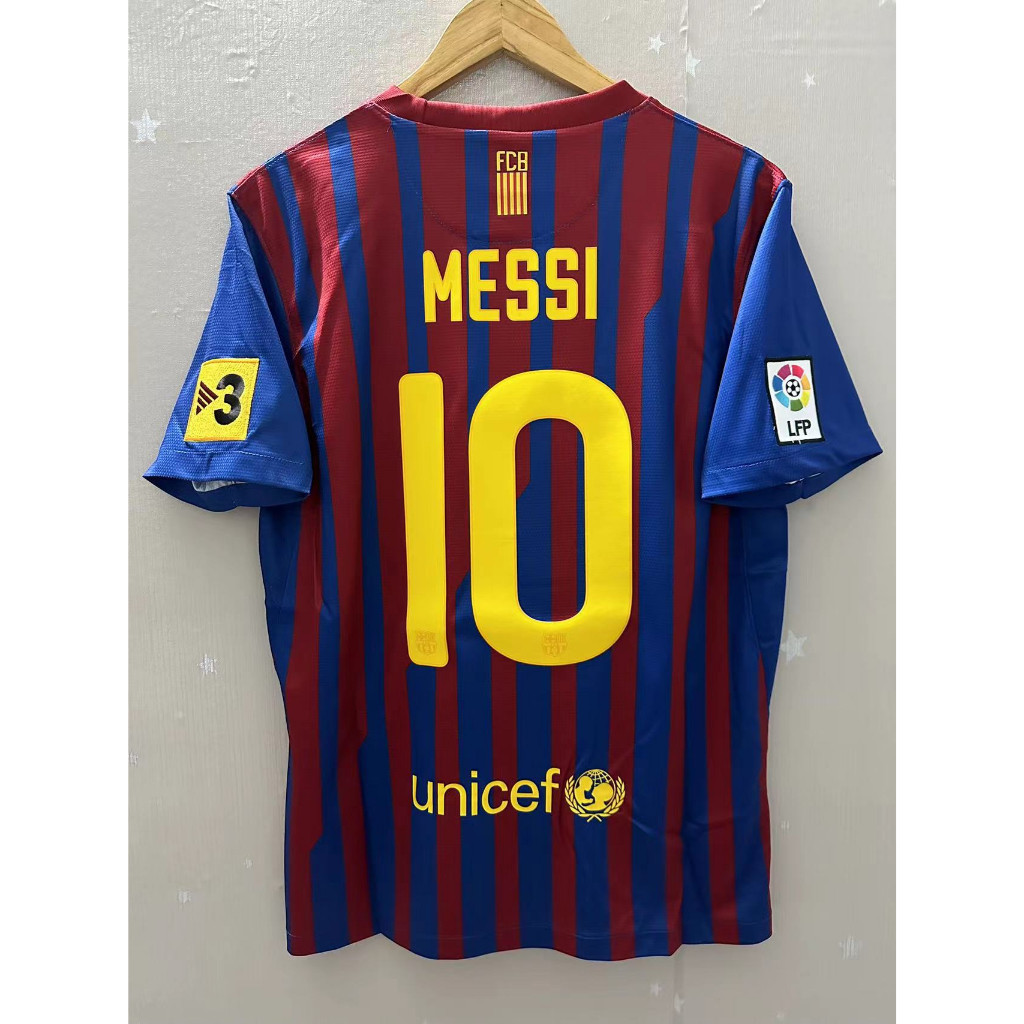 11-12 巴塞羅那頂級品質主場復古足球球衣定制 T 恤足球球衣 MESSI XAVI A+++ 質量