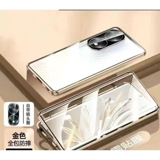 升級鎖扣適用於OPPO Reno8T 5G磁吸手機殼Reno10pro+雙面玻璃A79全包防摔reno8pro保護套98