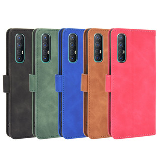 適用oppo Reno3 pro 5G手機殼翻蓋磁扣Find X2 Neo插卡膚感牛皮紋皮套素面色書本式手機殼