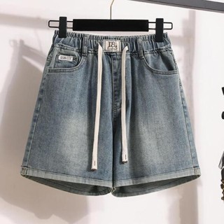 衣時尚 大碼短褲 寬褲 牛仔褲 高腰褲 中大尺碼S-5XL新款牛仔短褲女鬆緊高腰大碼顯瘦廢土風-1009.