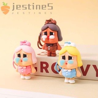 JESTINE女孩娃娃鑰匙扣,矽膠手工製作的愛哭鬼鑰匙圈,3D卡哇伊糖果色防水的卡通包飾禮物