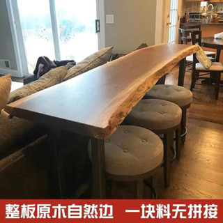 實木吧檯桌家用陽臺靠牆窄桌子長條桌奶茶店酒吧高腳桌椅組合商用