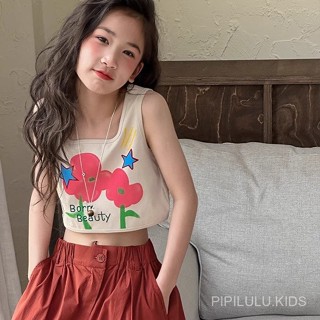 PIPILULU.KIDS女童夏裝外穿背心韓國版新款兒童洋氣上衣氣質吊帶修身短款打底衫韓版潮款舒適新款歐美 2025