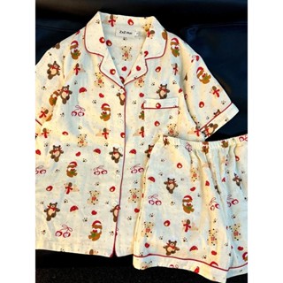 【店鋪熱銷】可愛耶誕熊寶睡衣女夏季ins風新款短袖家居服學生宿舍套裝可外穿 VDIE