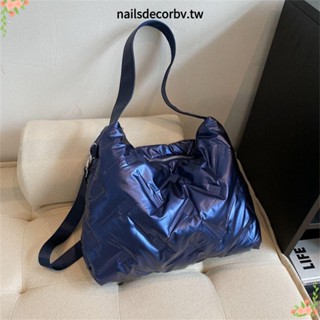 NAILSDECOR斜挎單肩包,純色羽絨棉絨斜挎包,休閒絎縫大容量手袋對於女性男性