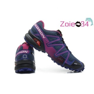 CVK7 原創 Salomon 透氣越野跑鞋黑色/紫色女版登山鞋戶外登山鞋