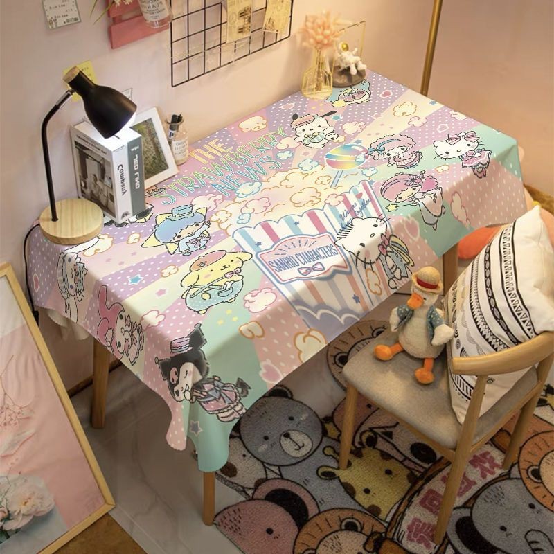 卡通三麗鷗美樂蒂庫洛米桌布粉嫩少女心宿舍書桌墊臥室裝飾桌布