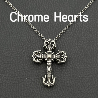 Chrome Hearts 克羅心925純銀項鍊火焰十字架項鍊男女純銀做舊復古嘻哈毛衣鏈朋克CX033