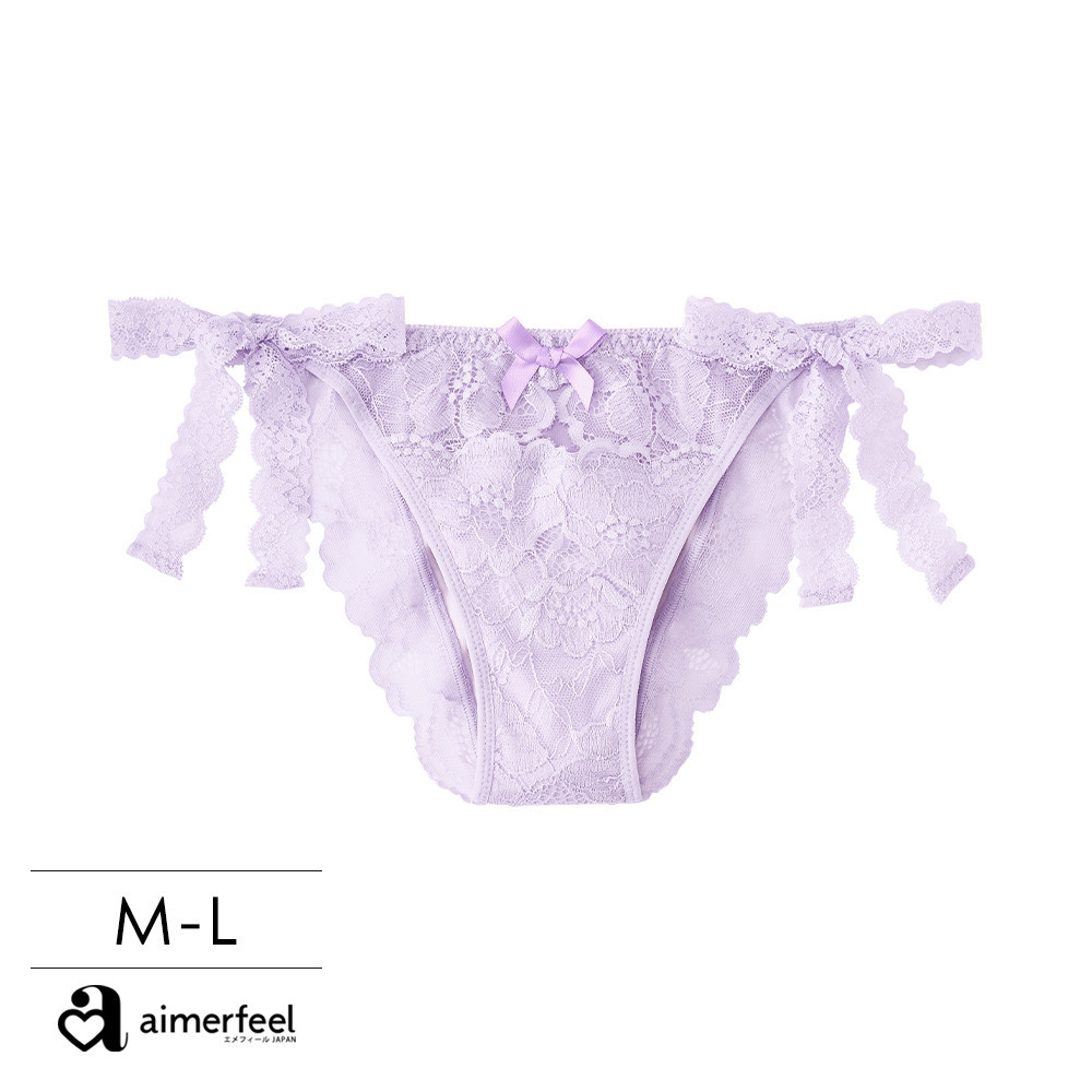 Corinne蕾絲綁繩半包臀內褲-紫色-1950125-PU