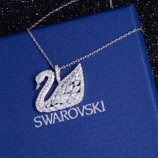 【現貨當天發】Swarovski 施華洛世奇 SWAN LAKE 白金色天鵝 璀璨經典 女鎖骨鏈 水晶羽毛天鵝吊墜項鍊送