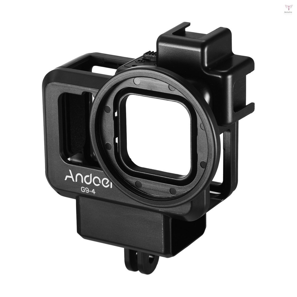 Andoer G9-4 運動相機視頻籠塑料 Vlog 外殼保護殼,帶雙冷靴安裝 55 毫米過濾器適配器擴展配件更換,適用