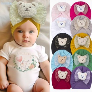 Inn 嬰兒胎帽適合幼兒可愛熊彈力頭巾帽子時尚頭飾