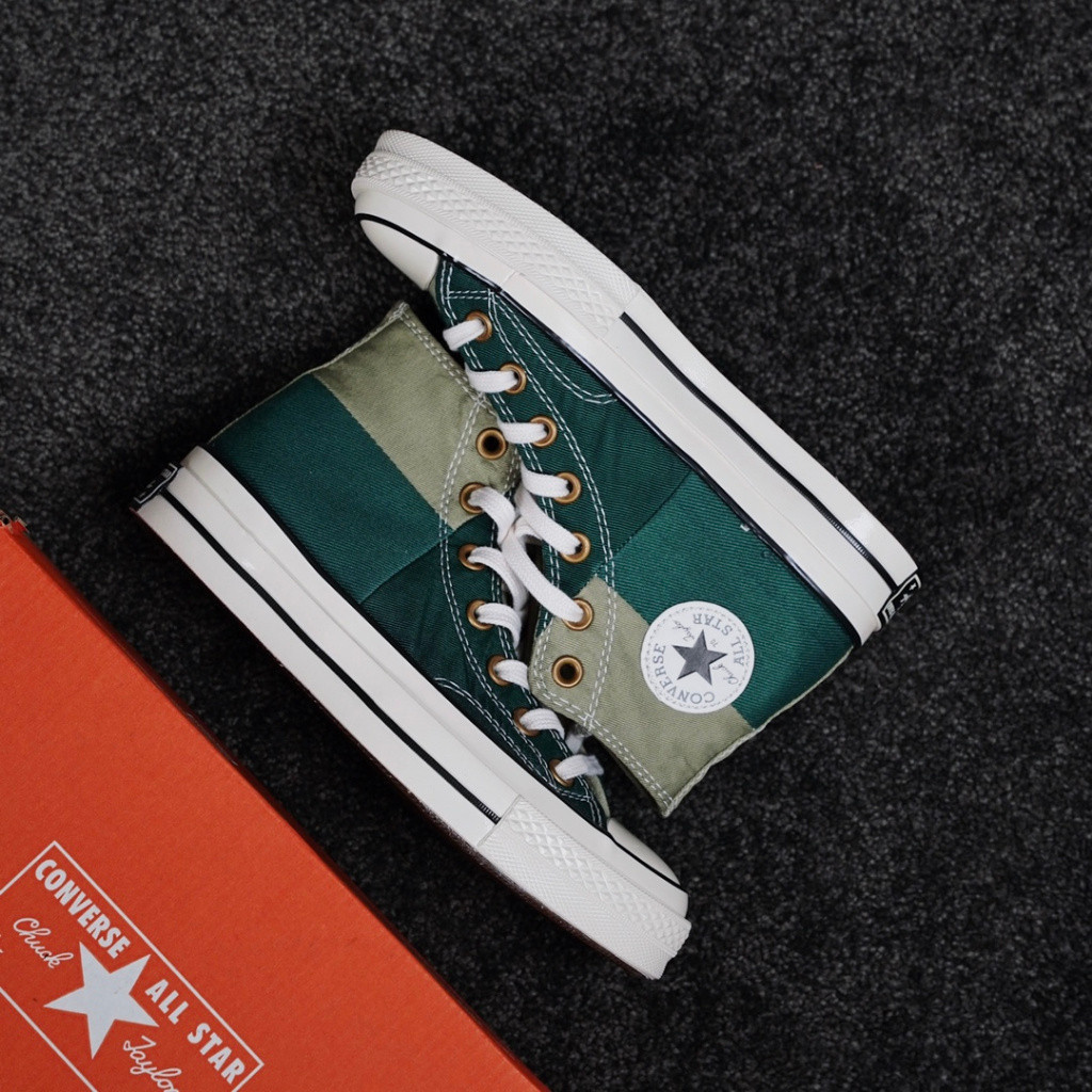 匡威 Converse Chuck 1970 年齡叢林綠拼接高幫休閒運動鞋