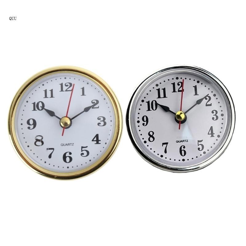 Quu 圓形時鐘插入阿拉伯數字石英機芯床頭古董手錶台裝飾 DIY 零件直徑 65 毫米