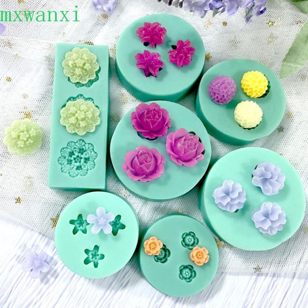 MXWANXI巧克力模具創意裝飾性不粘糖果餅乾肥皂花朵形狀柔軟的聚合物粘土製造模具