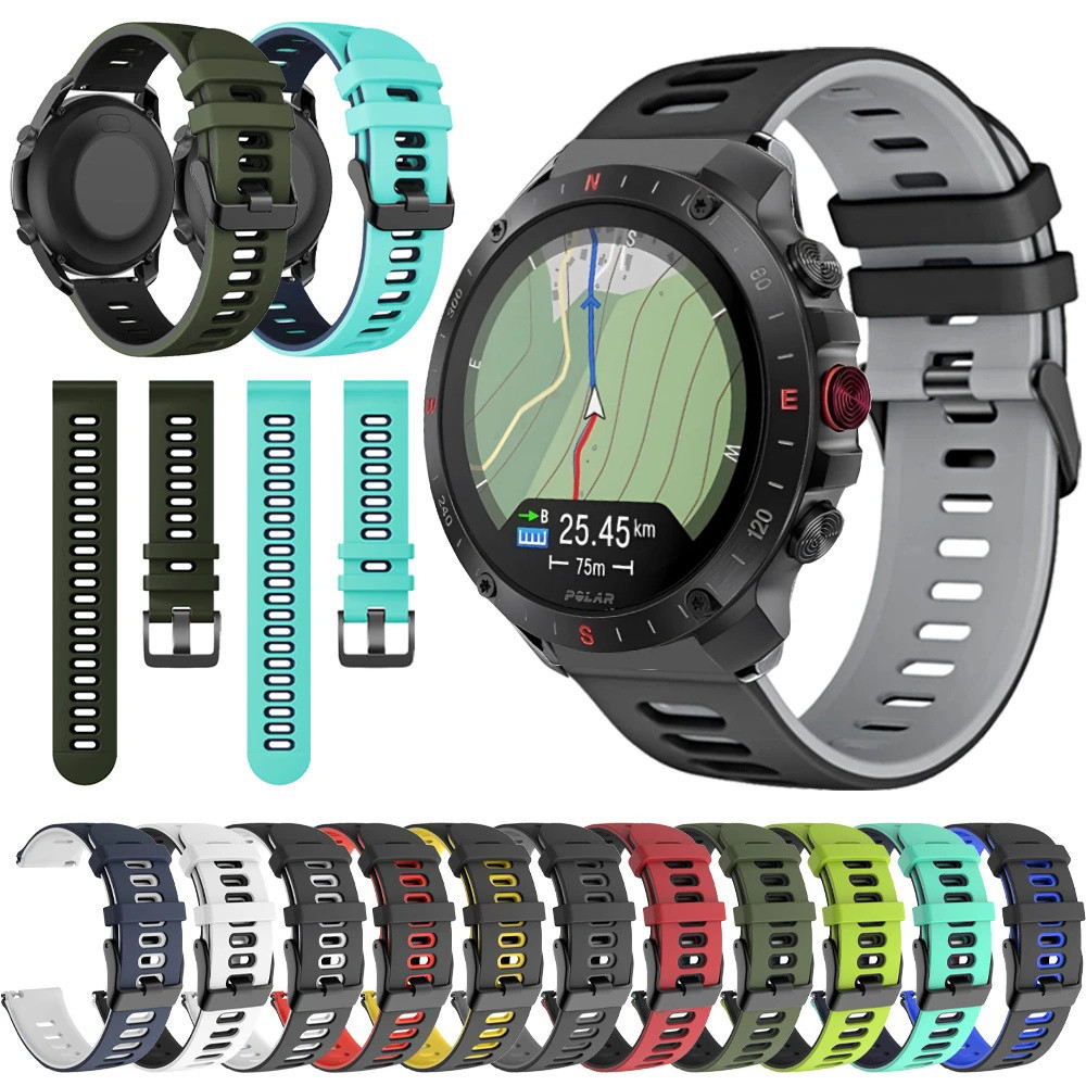 適用於 POLAR Grit X2 Pro Titan 游泳矽膠軟錶帶 20 毫米 22 毫米皮帶更換配件的運動橡膠錶帶