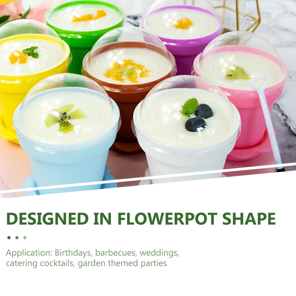 14pcs花盆塑料蛋糕甜品杯創意冰淇淋慕斯盃顏色隨機
