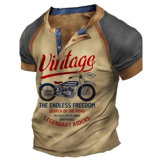 Vintage Biker 男士 T 恤 Old Biker 圖案休閒 3D 打印街頭時尚 T 恤短袖超大哈雷 T 恤